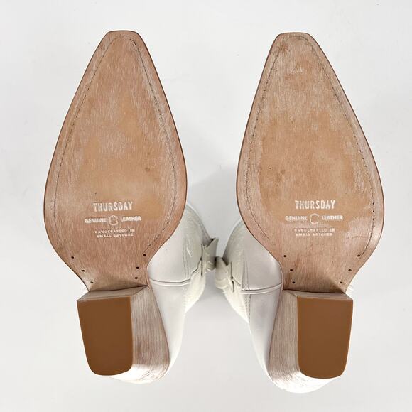 Thursday Boot Co. Sierra Western Boots White Leather Snip Toe Size 8 NWT - Picture 9 of 9